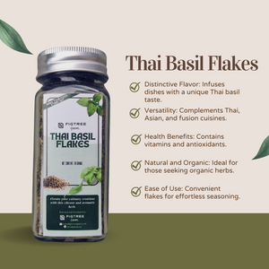 Figtree Farms Thai Basil Flakes 20g | Organic, No Preservatives, No Additives