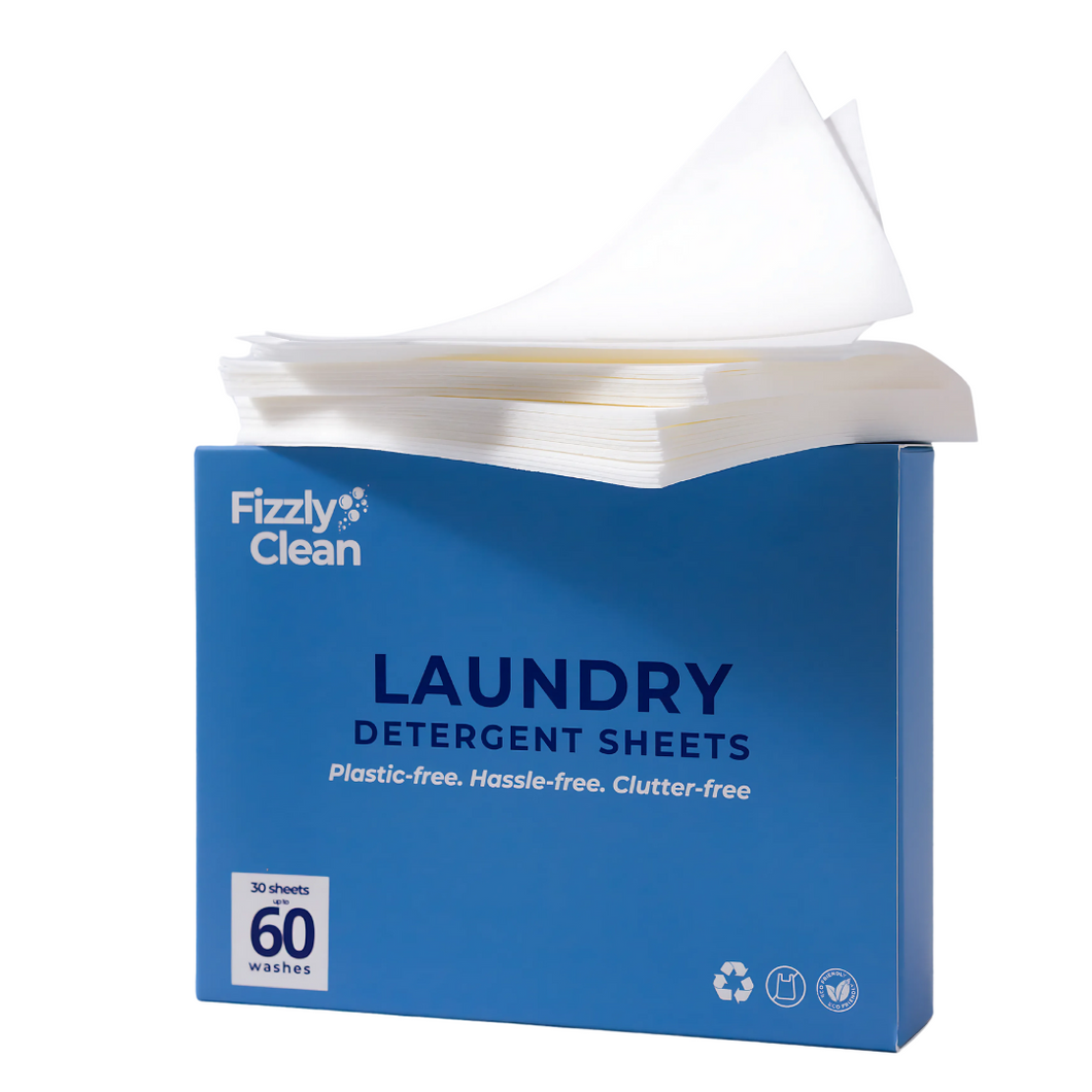 Fizzly Clean Laundry Detergent Sheet - 30 Sheets, Up to 60 Washes | Gentle on Skin, For Everyday Use