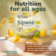 Load image into Gallery viewer, Greens &amp; Grains Sipwell Creamy Instant Corn Soup 20g/Sachet - 10 Sachets | Milk Thistle, Pea Protein, Malunggay, Sodium Ascorbate, Chlorella Powder
