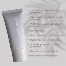 Load image into Gallery viewer, Hazel &amp; Co. Tinted Sunscreen SPF 50 UVA/UVB Protection 50g | Hydrating, Brightening, Anti-Aging
