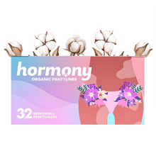 Load image into Gallery viewer, Hormony Organic Pantyliners (Pack of 32) | With Breathable Cotton Top Sheet and Bottom Layer
