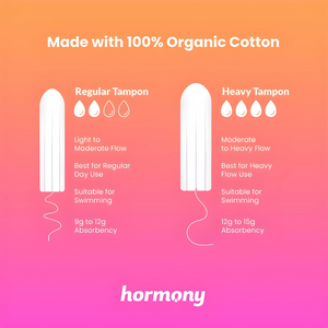 Hormony Organic Regular Tampons (Pack of 8) | Free of Chlorine, Fragrance, and Allergens