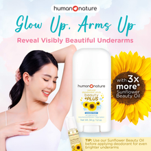 Load image into Gallery viewer, Human Nature Beauty +PLUS Deodorant Stick Powder Fresh 34g | Dry Glide Formula, Long Lasting Protection, Helps Lighten Underarms
