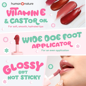 Human Nature Juicy Lip Jam 8g | 100% Natural Lip Oil, Glossy Shine, Moisturizing, Vegan & Cruelty-Free