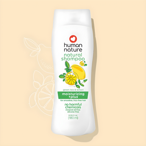 Human Nature Moisturizing +PLUS Green Tea & Lemon Shampoo For Smoother, Frizz-Free Hair 180ml | No SLS/SLES, Silicones, Parabens
