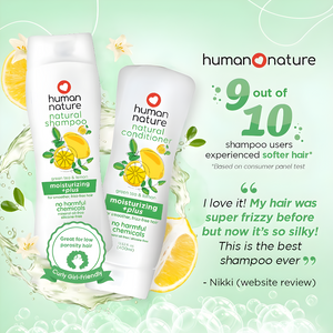 Human Nature Moisturizing +PLUS Green Tea & Lemon Shampoo For Smoother, Frizz-Free Hair 180ml | No SLS/SLES, Silicones, Parabens