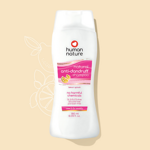 Human Nature Natural Anti-Dandruff Shampoo Lemon Splash Scent 180ml | SLS/SLES-Free, Silicone-Free, Paraben-Free