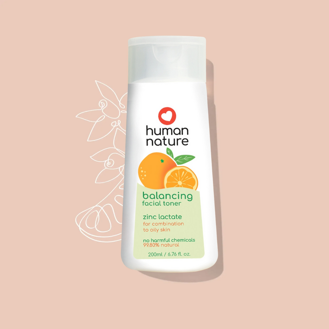 Human Nature Natural Balancing Face Toner with Zinc Lactate 200ml | Alcohol-Free, pH-Balanced