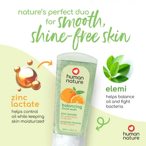 Human Nature Natural Balancing Facial Wash with Zinc Lactate | pH-Balanced 200ml