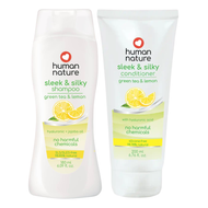 Human Nature Sleek and Silky Shampoo & Conditioner Green Tea & Lemon Bundle | SLS/SLES-Free, Silicone-Free, Paraben-Free