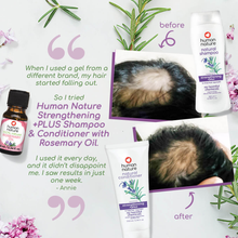 Load image into Gallery viewer, Human Nature Strength +PLUS Shampoo + Rosemary Oil Bundle | All-Natural, Fights Hairfall, No Sulfates, Parabens
