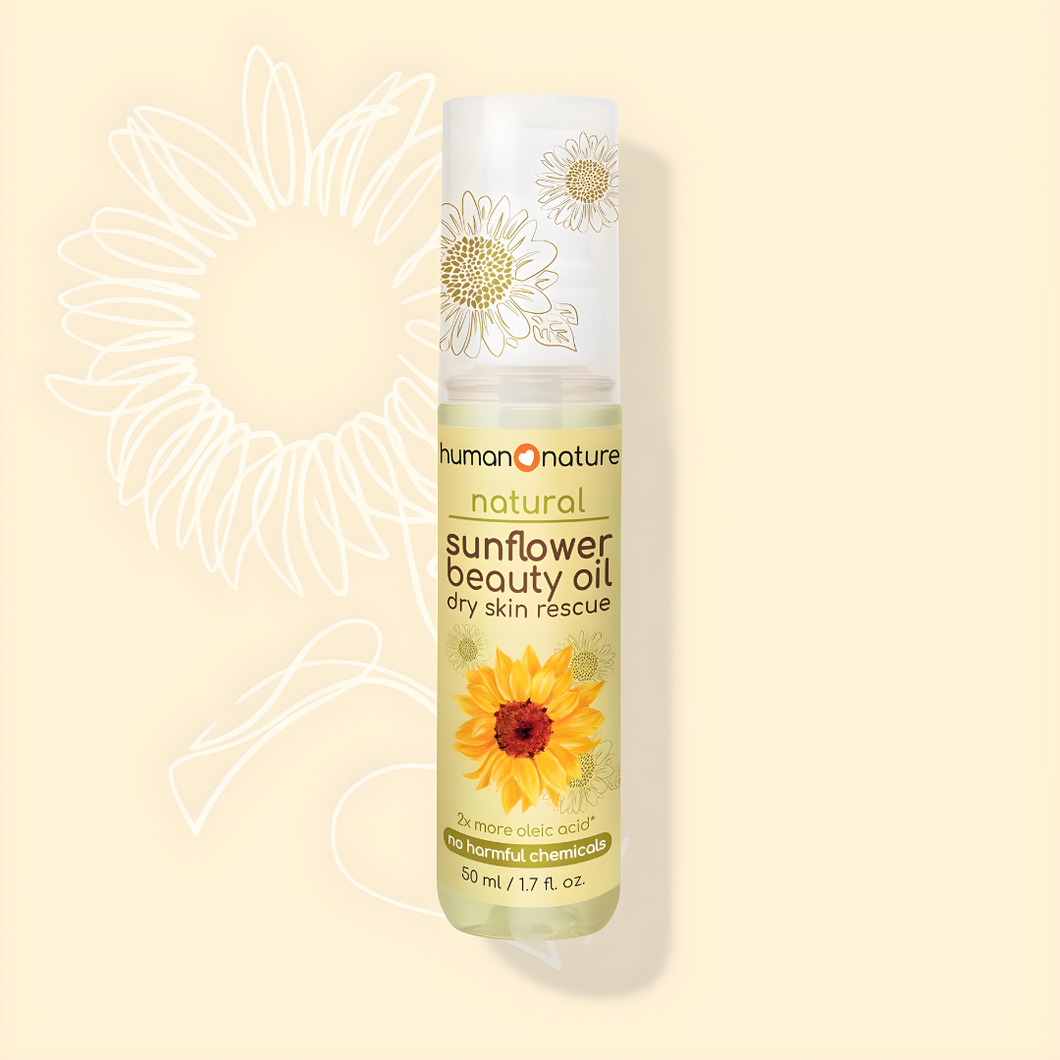 Human Nature Sunflower Beauty Oil Dry Skin Rescue 50ml | 2x More Oleic Acid, No Harmful Chemicals