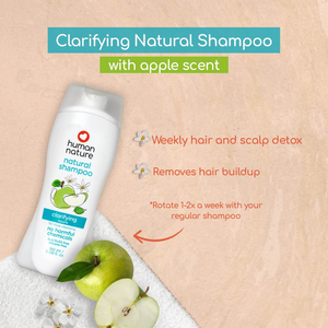 Human Nature Natural Clarifying Shampoo 180ml | Apple Scent with Coconut-Based Cleanser for Weekly Deep Cleansing