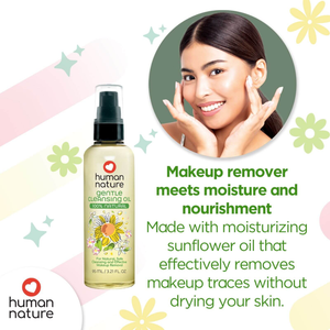 Human Nature 100% Natural Gentle Cleansing Oil 95ml | For Natural, Safe Cleansing and Effective Makeup Removal