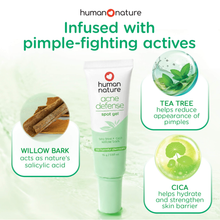 Load image into Gallery viewer, Human Nature Acne Defense Line Bundle: Tea Tree, Cica &amp; Niacinamide Facial Wash, Toner &amp; Spot Gel Set for Acne-Prone Skin
