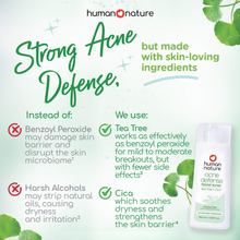 Load image into Gallery viewer, Human Nature Acne Defense Line Bundle: Tea Tree, Cica &amp; Niacinamide Facial Wash, Toner &amp; Spot Gel Set for Acne-Prone Skin
