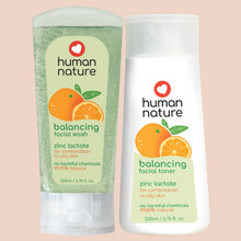 Load image into Gallery viewer, Human Nature Balancing Facial Wash and Toner Bundle | Zinc Lactate For Oily to Combination Skin
