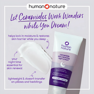 Human Nature Ceramide Skin-Renewing Night Cream 50ml | With Jojoba and Sunflower Oil for Overnight Moisturization That Helps Visibly Renew Skin