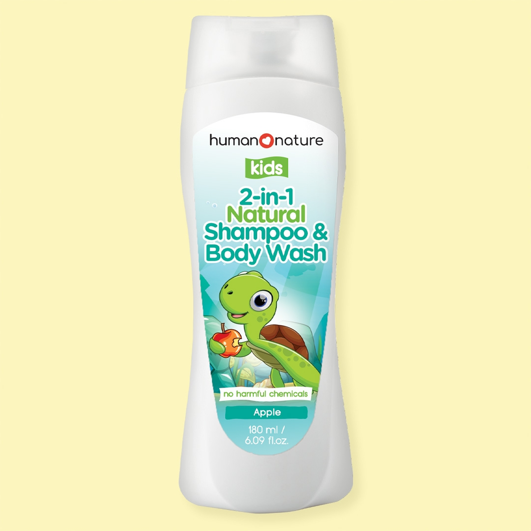 Human Nature Kids 2-in-1 Natural Shampoo and Body Wash 180ml | Gentle, Nourishing, Hydrating, Safe for Kids, Vegan & Cruelty-Free