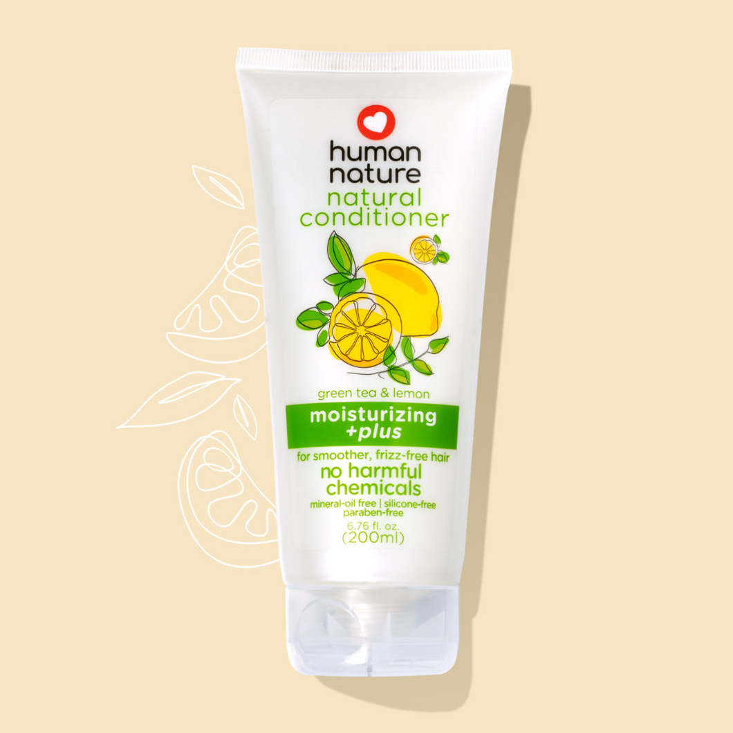 Human Nature Moisturizing +PLUS Green Tea & Lemon Conditioner For Smoother, Frizz-Free Hair 200ml | No Mineral Oil, Parabens, Silicones