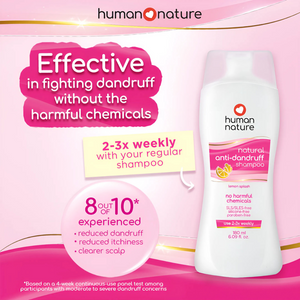 Human Nature Natural Anti-Dandruff Shampoo Lemon Splash Scent 180ml | SLS/SLES-Free, Silicone-Free, Paraben-Free