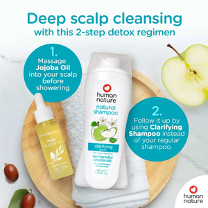 Human Nature Natural Clarifying Shampoo 180ml | Apple Scent with Coconut-Based Cleanser for Weekly Deep Cleansing