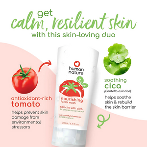 Human Nature Natural Nourishing Facial Wash with Tomato Extract, Cica | pH-Balanced 200ml