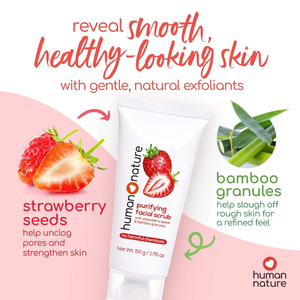 Human Nature Natural Purifying Facial Scrub with Strawberry Seeds and Bamboo Granules 50g
