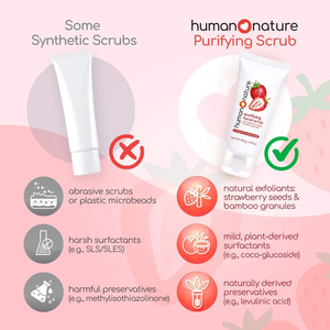 Human Nature Natural Purifying Facial Scrub with Strawberry Seeds and Bamboo Granules 50g