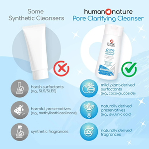 Human Nature Pore Clarifying Cleanser 100ml | With Bentonite Clay & Bamboo Charcoal Helps Unclog Pores and Draws Out Deep-Seated Dirt