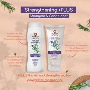 Human Nature Strengthening +PLUS Rosemary Conditioner To Help Hair Regrowth, Fight Hairfall 200ml | No Mineral Oil, Parabens, Silicones