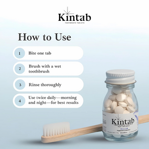 Kintab Toothtabs - 100% Natural Fluoridated Toothpaste Tablets | Sustainable, Travel-Friendly, Eco-Friendly Oral Care | Minty Fresh, TSA-Safe, Refillable Packaging