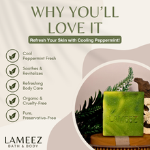 Load image into Gallery viewer, Lameez Herbal Peppermint Handmade Bath Soap 150g | All-Natural, Cooling, Refreshing Body Care
