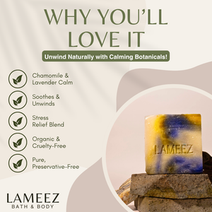 Lameez Herbal Chamomile & Lavender Handmade Bath Soap 150g | All-Natural, Calming, Stress Relief