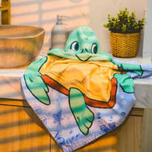 Load image into Gallery viewer, MAGWAI Baby Turtle Kids Towel Hoodie | 100% Cotton Hooded Bath Towel, Soft, Absorbent, Kids Beach &amp; Swim Poncho Cape
