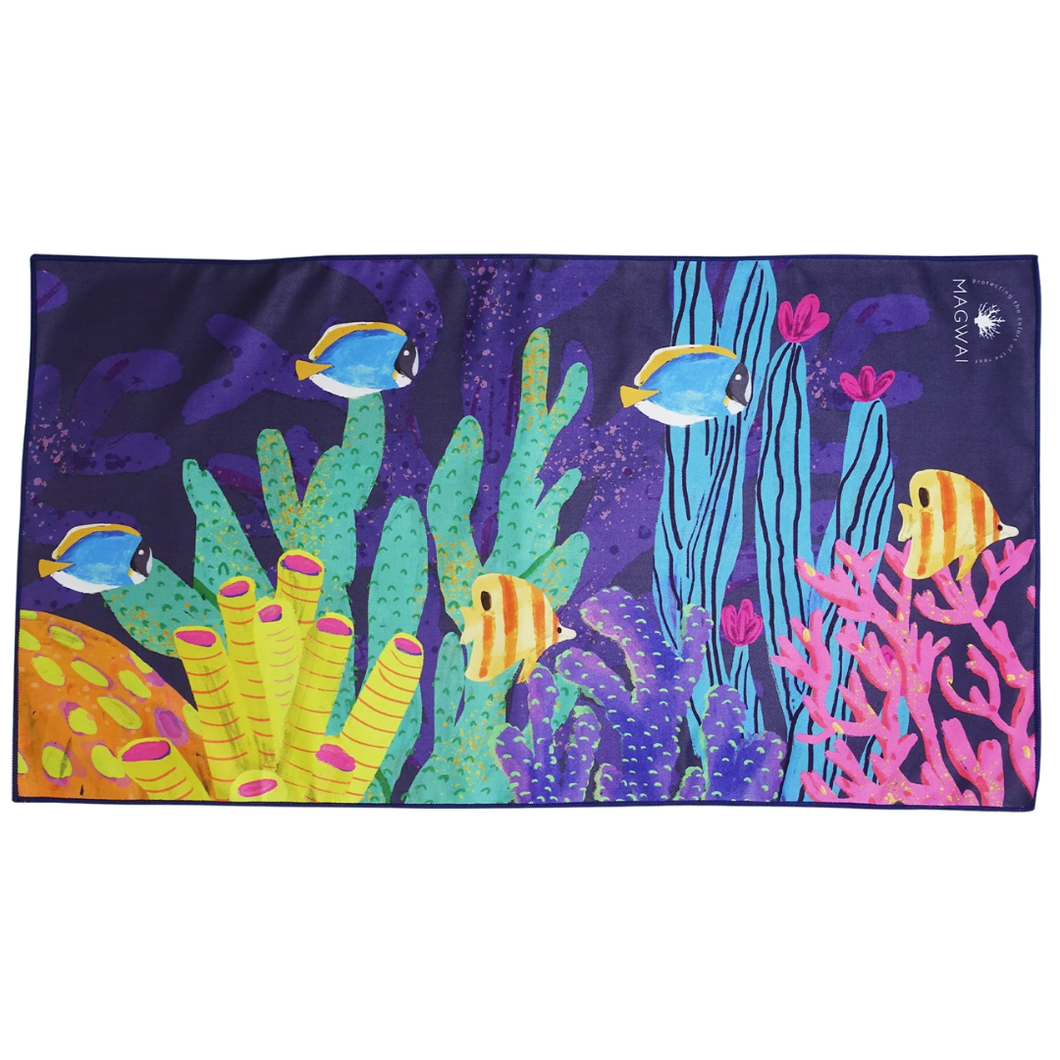 MAGWAI Hand Towel Coral Design | Absorbent, Quick-Drying, Multipurpose, Eco-Friendly, Made from Recycled Plastic Bottles, Travel-Friendly, Sustainable