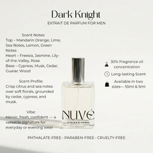 Load image into Gallery viewer, NUVÉ Atelier D'Arôme Dark Knight Perfume Extrait de Parfum for Men | Vegan, Phthalate-Free
