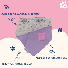 Load image into Gallery viewer, Paws &amp; Kisses Lauv Dana Pet Bandana | Cotton &amp; Chambray Floral Bandana for Cats and Dogs
