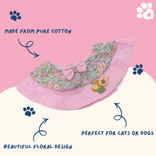 Load image into Gallery viewer, Paws &amp; Kisses Floral Cape Pet Accessory | Cotton &amp; Chambray Floral Collar Cape for Cats and Dogs
