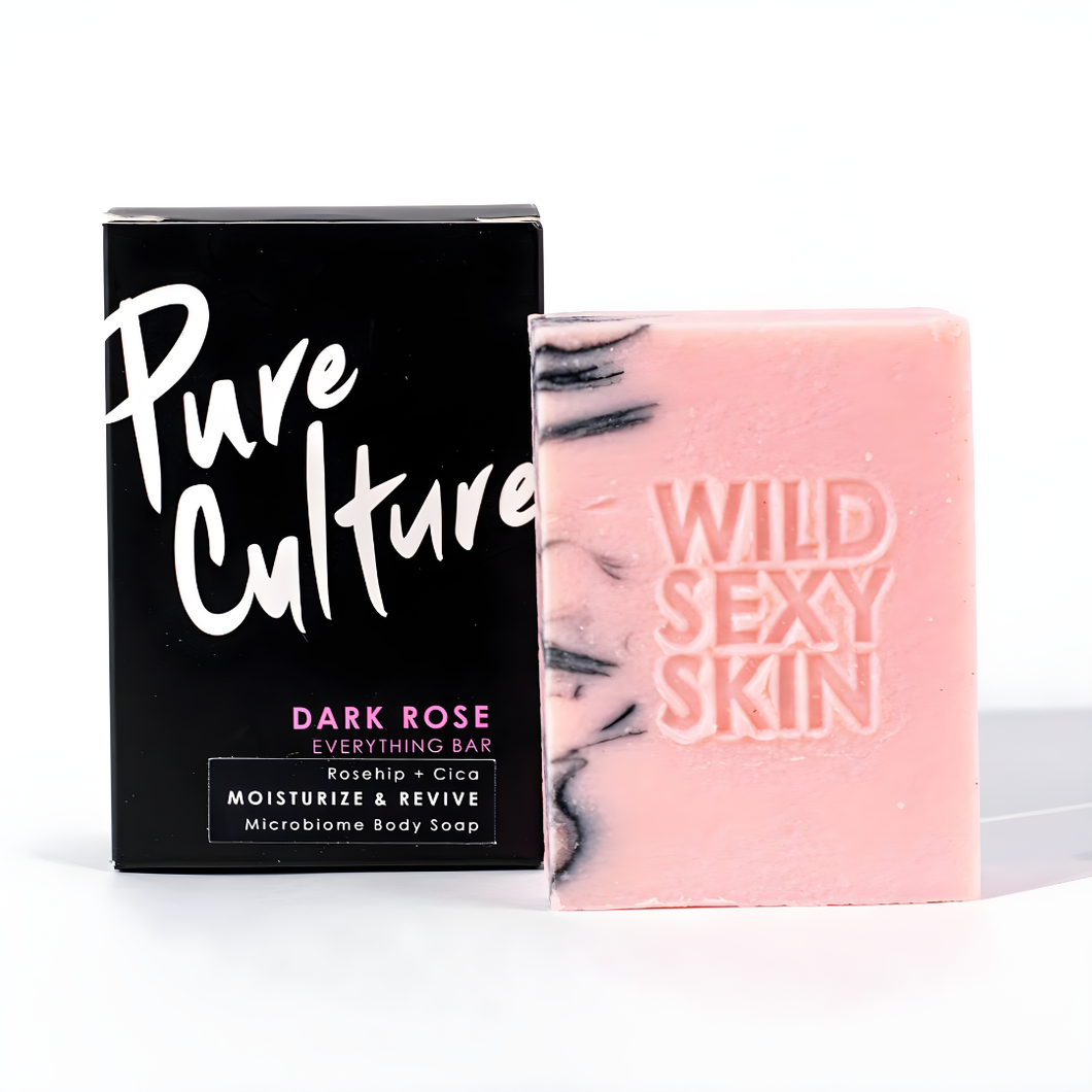 Pure Culture Dark Rose Everything Bar 130g | Rosehip + Cica, Moisturize & Revive Microbiome Body Soap