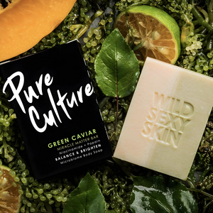 Pure Culture Green Caviar Miracle Matter Bar 130g | Niacinamide + Papain, Balance & Brighten Microbiome Body Soap
