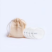 Load image into Gallery viewer, Pure Culture Washable, Reusable Organic Bamboo Cotton Rounds – 10 Pieces | Comes in Chic Mesh Bag
