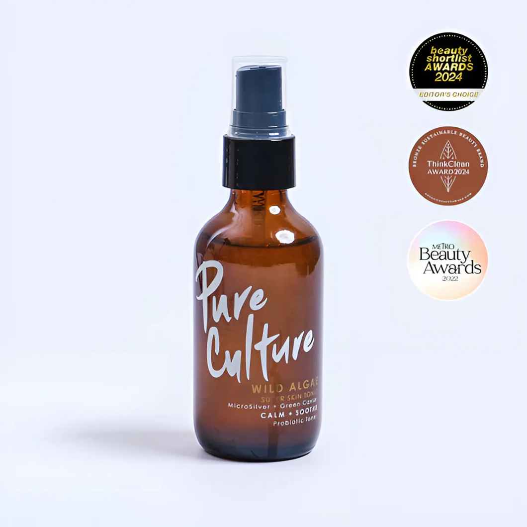 Pure Culture Wild Algae Super Skin Tonic | Microsilver + Green Caviar, Calm + Soothe Probiotic Toner