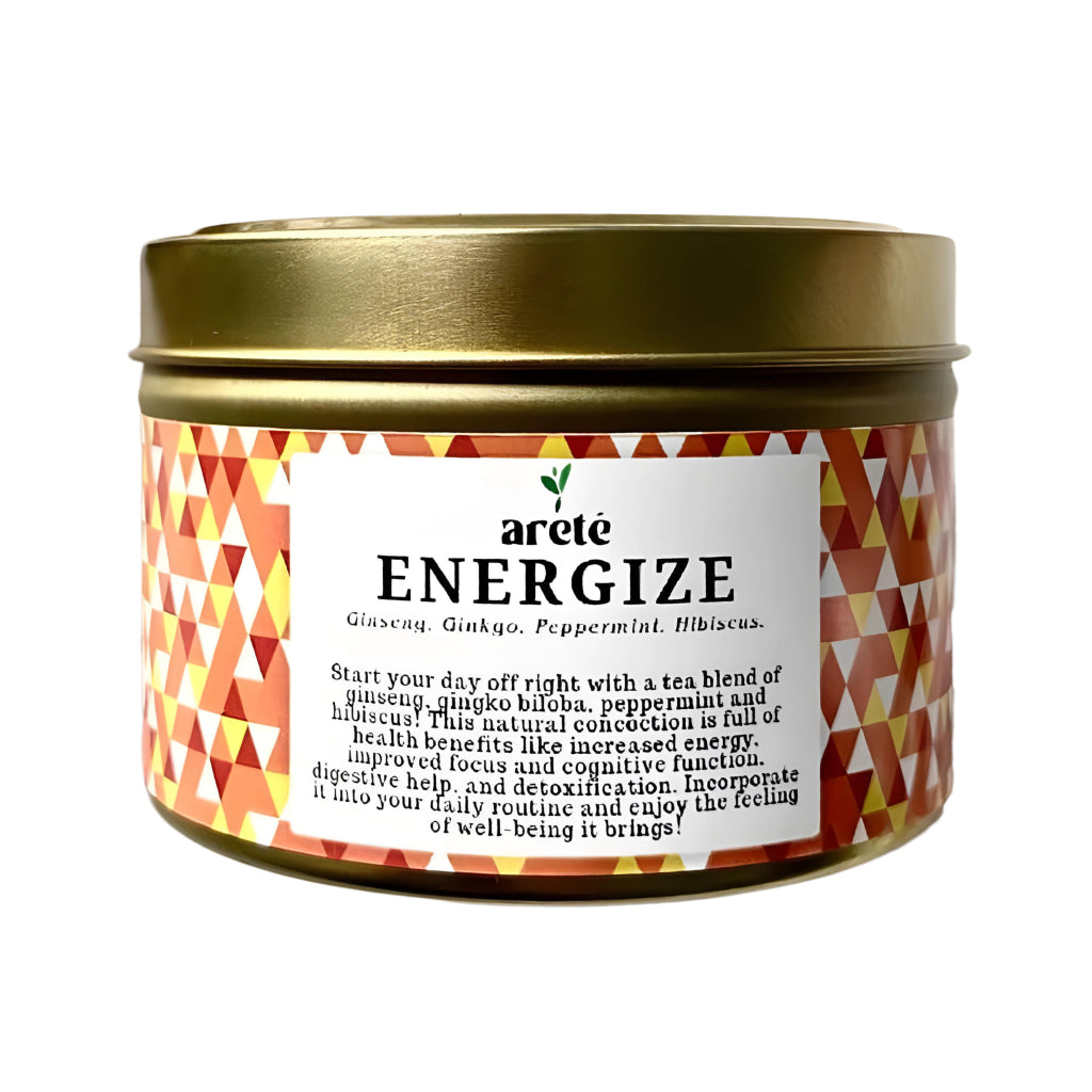 Areté Energize Tea 236g, Specialty Teas in Canister | Ginseng, Ginkgo, Peppermint, Hibiscus