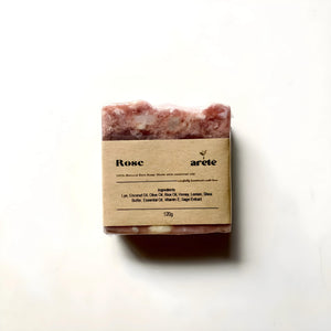 Areté Rose Organic Rice Soap 120g | Carefully Handcrafted Artisanal Soap Made With Essential Oils