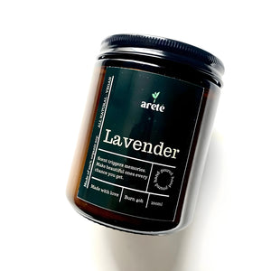 Areté Lavender Hand Poured Scented Soy Candle | All Natural, Vegan, Made of 100% Organic Soy