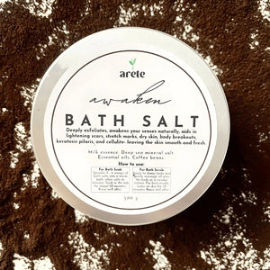 Areté Awaken Bath Salt 300g | Good for Soak or Scrub, Deeply Exfoliates For Smooth and Fresh Skin
