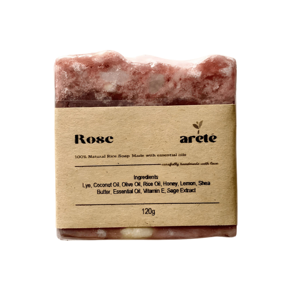 Areté Rose Organic Rice Soap 120g | Carefully Handcrafted Artisanal Soap Made With Essential Oils