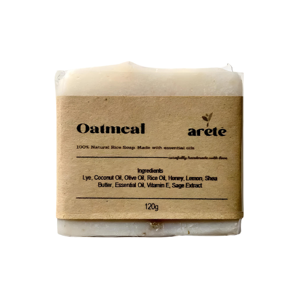 Areté Vanilla Oatmeal Organic Rice Soap 120g | Carefully Handcrafted Artisanal Soap Made With Essential Oils