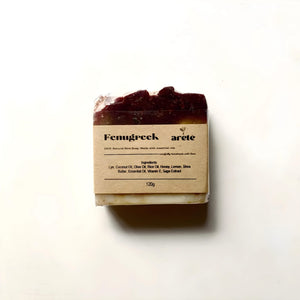 Areté Fenugreek Organic Rice Soap 120g, Carefully Handcrafted Artisanal Soap Made With Essential Oils